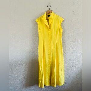 Vintage Yellow Sleeveless Button-Down Dress